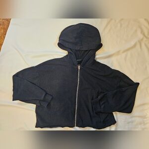 Art Class Black Cropped Zip-Up Hoodie- Girls Size Large (10/12)